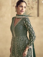 Dark Green Real Georgette Anarkali Suit